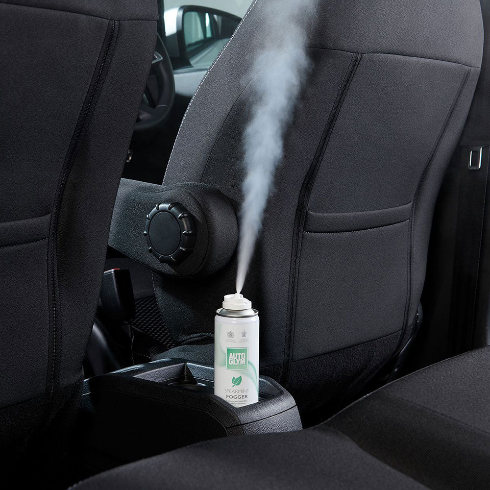 Autoglym Spearmint Fogger spraying inside car