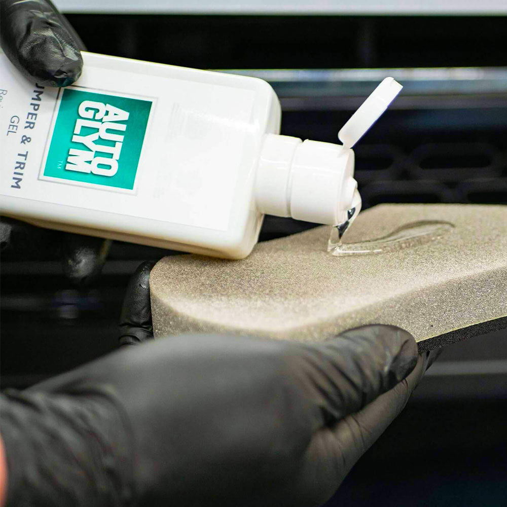 Autoglym Bumper Trim Gel applied to applicator sponge