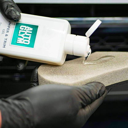 Autoglym Bumper Trim Gel applied to applicator sponge