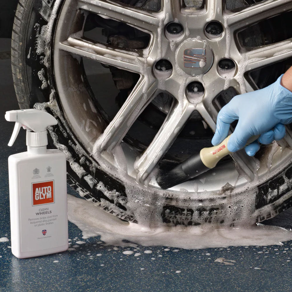 brushing Autoglym Clean Wheels on car wheel