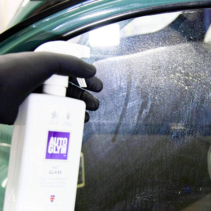 spraying Autoglym Fast Glass on car window