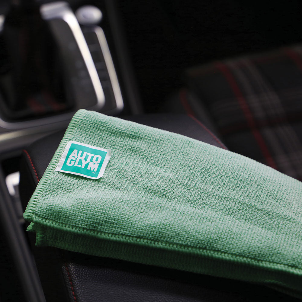 close up of Autoglym interior microfibre inside car