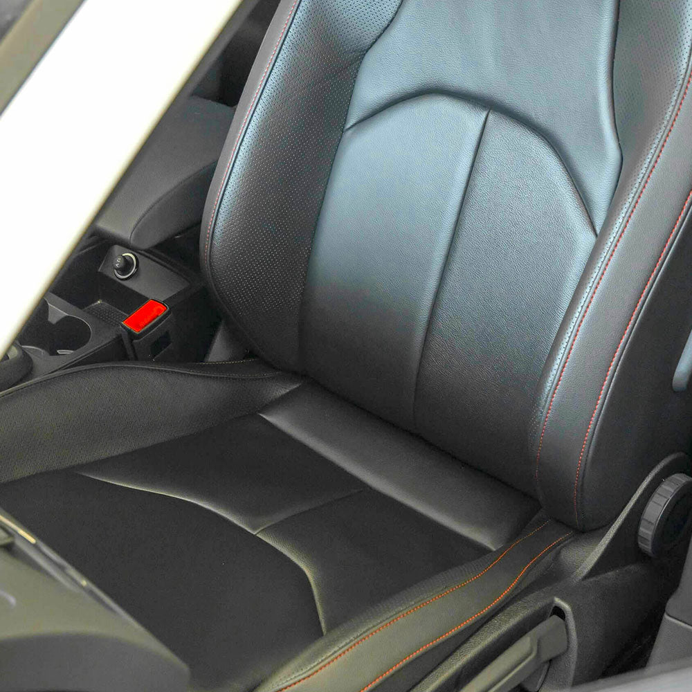 polished car seat after using Autoglym Leather Care Balm 