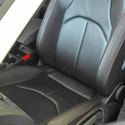 polished car seat after using Autoglym Leather Care Balm 