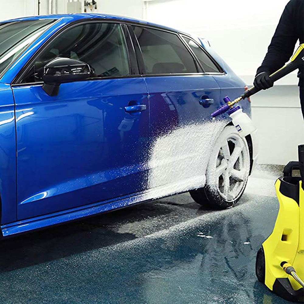 using a water blaster with polar blaster to clean car