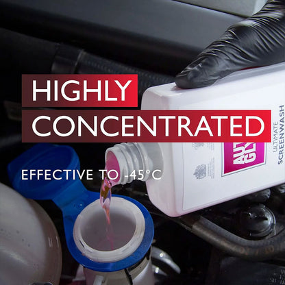 pouring Autoglym Ultimate Screenwash into windscreen washer water