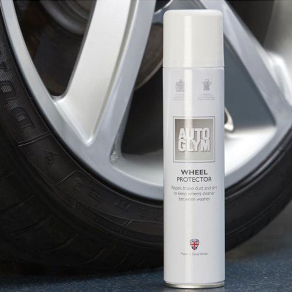 close up Autoglym Wheel Protector in front of car wheel