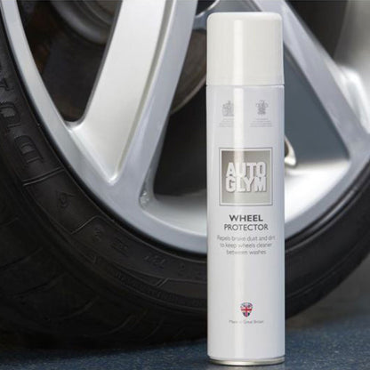 close up Autoglym Wheel Protector in front of car wheel