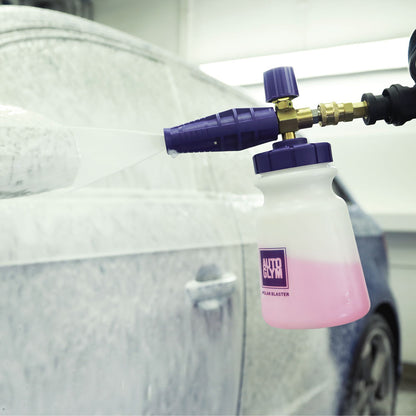 close up spray polar wash onto car