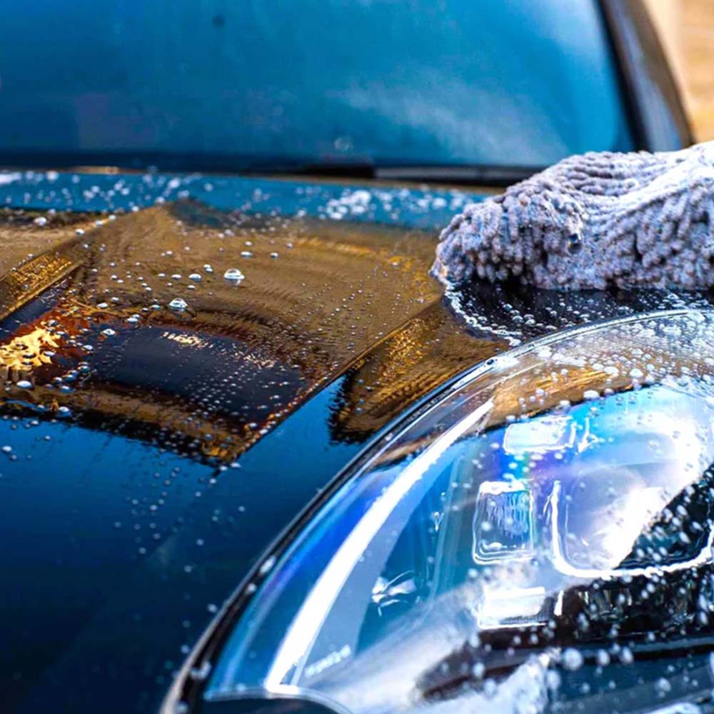 shiny clean car using autoglym shampoo to wash