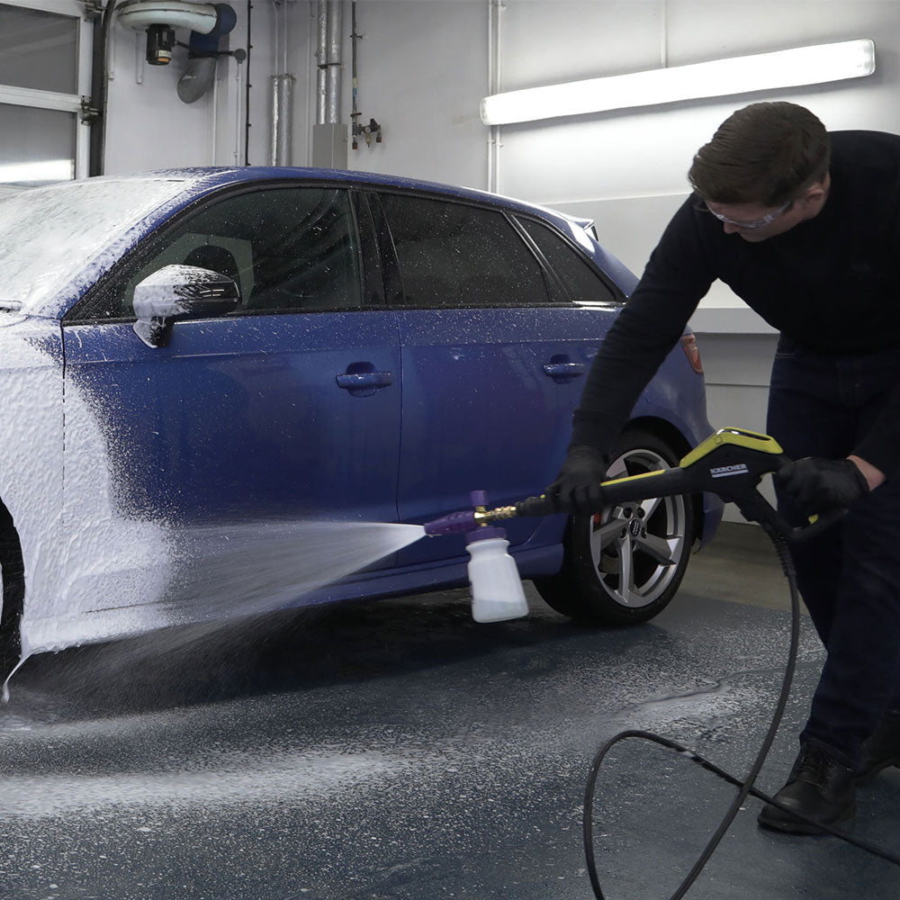 applying autoglym polar blast to car with water blaster