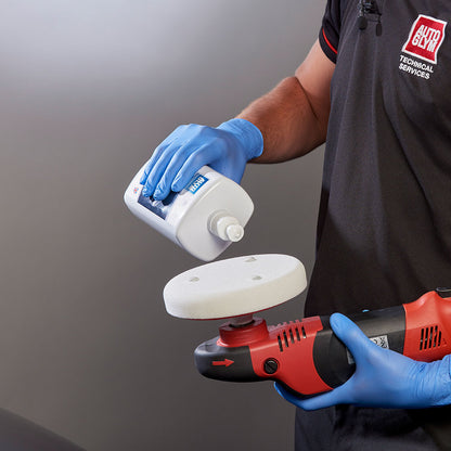 applying autoglym rapid renovator to polishing pad