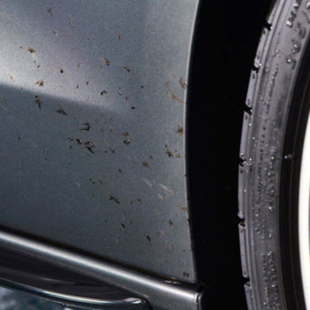 close up of tar on car body
